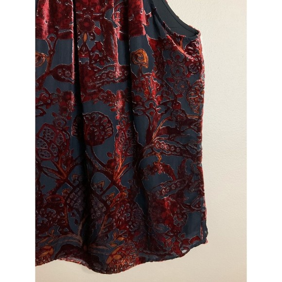 Daniel Rainn Womens Velour Tank Top Sz Small Red Witch Goth Fairy Grunge Floral - Picture 2 of 8